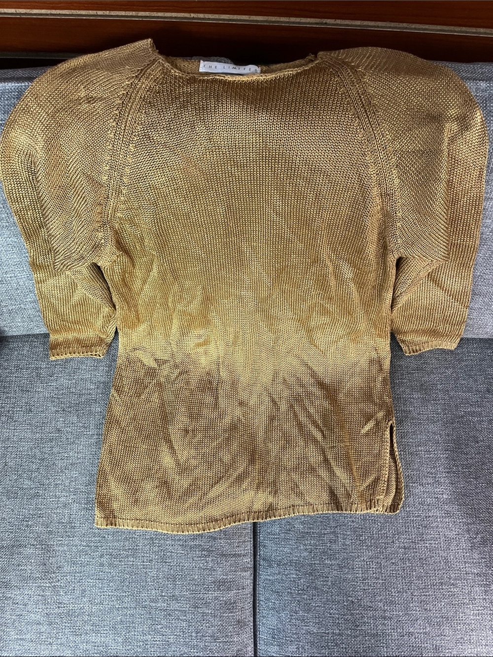 The Limited Metallic Gold Long Sleeve Knit Top
